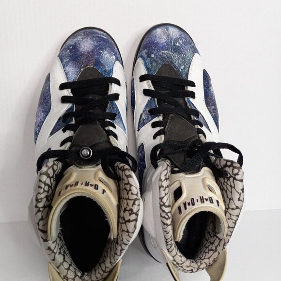 Air Jordan Hand-Painted 6 Retro Premium \'Motorsports\' Color White‎ Size 12.